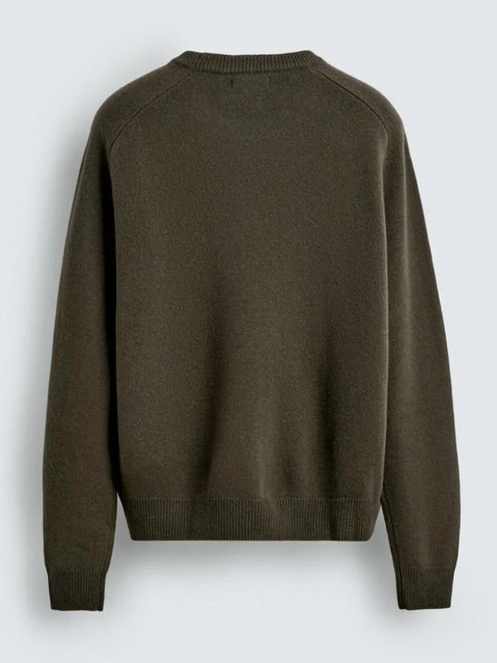 NEW Zara Men's Regular Fit Wool Cashmere Blend Crewneck Sweater Jumper Olive $99